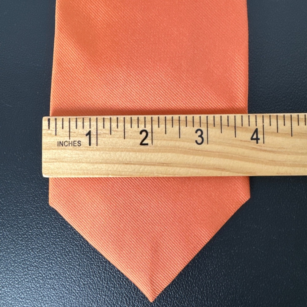 Brooks Brothers Makers Orange Silk Repp Tie Made in USA English Fabric 3.75 W - Picture 4 of 6